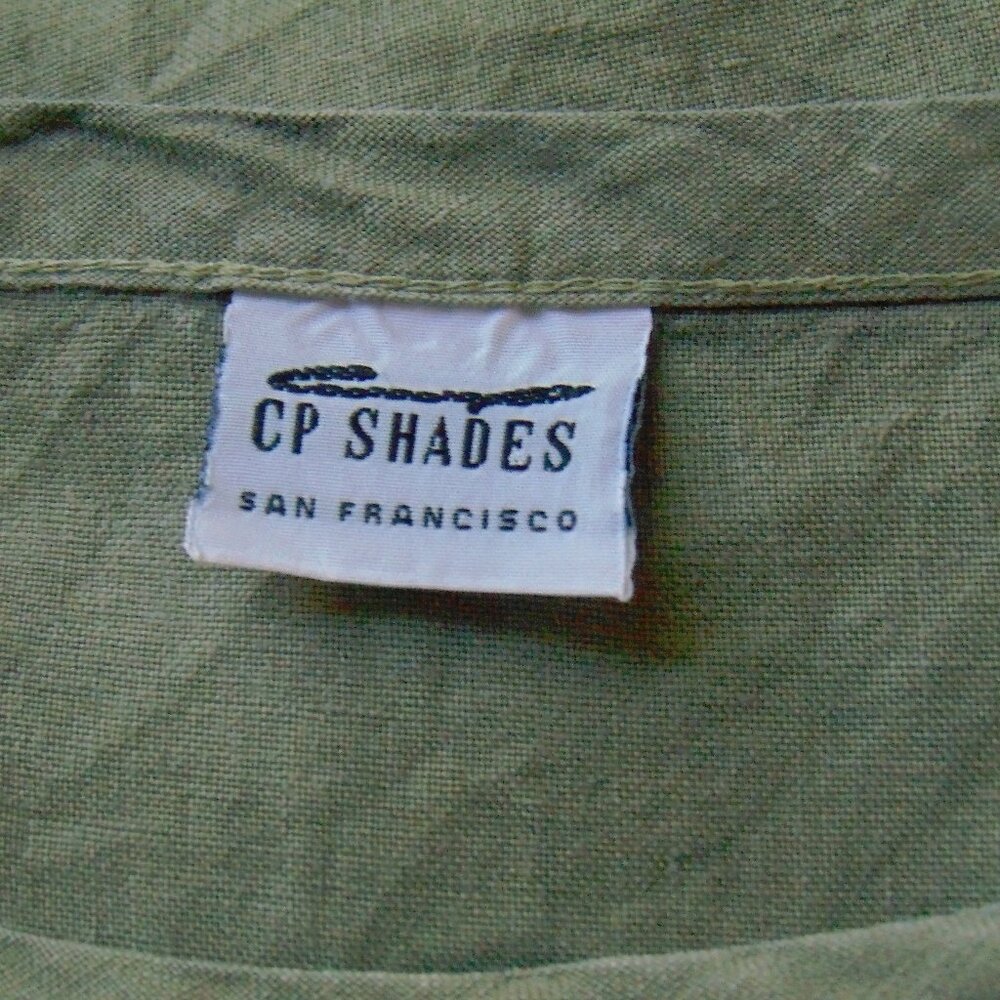 CP Shades Olive Green 100% Linen Tee Top M - Picture 7 of 8